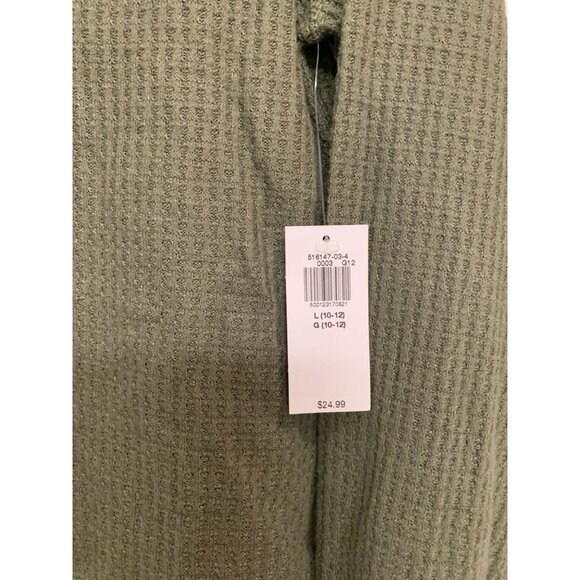 Old Navy Green Waffle Long Sleeve Kids Large - Picture 3 of 7